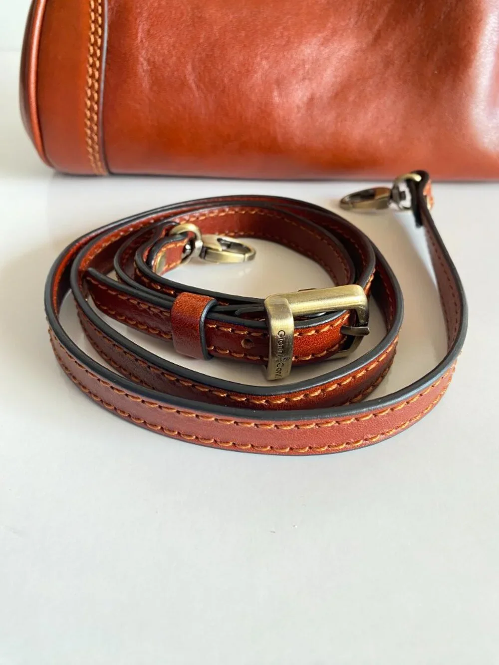 Gianni Conti Italian Leather Doctor Bag Satchel Crossbody Brown